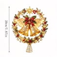 thumbnail image 3 of TTJ Lighted Christmas Tree Topper, 7.87 Inch Gold Double Bells with Angel Wings, Red Bow and Star, Warm LED Illuminated Wreath Design, Spring Base Holiday Tree Decoration(F), 3 of 6