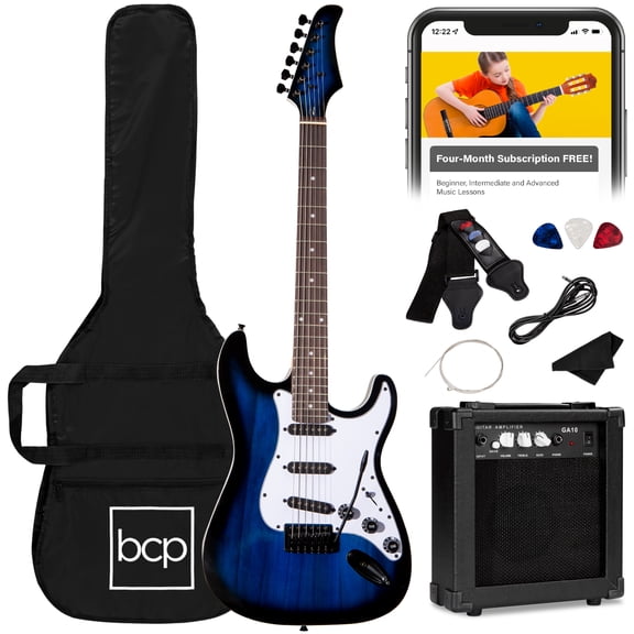 Best Choice Products 39" Full Size Beginner Electric Guitar Kit with Case, Strap, Amplifier and Whammy Bar, SoCal Green