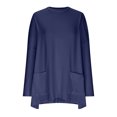 thumbnail image 4 of Plebaso Chemises à Poches pour Femmes Manches Longues Tunique Décontractée Col Rond Hauts Unis Amples Blouses Printemps Été, 4 of 6