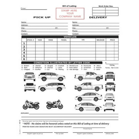vehicle transport bill of lading form small pack no name vehicle bill of lading template