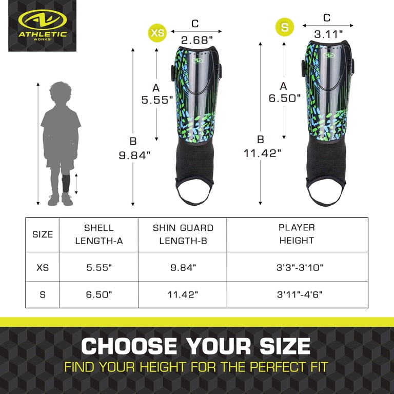 Athletic Works Kids Soccer Shin Guards Durable PP Shell for
