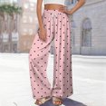 thumbnail image 5 of Endives Women's Wide Leg Pants Heart Print Casual Loose Baggy Pants With Pockets Lounge Pants, 5 of 6
