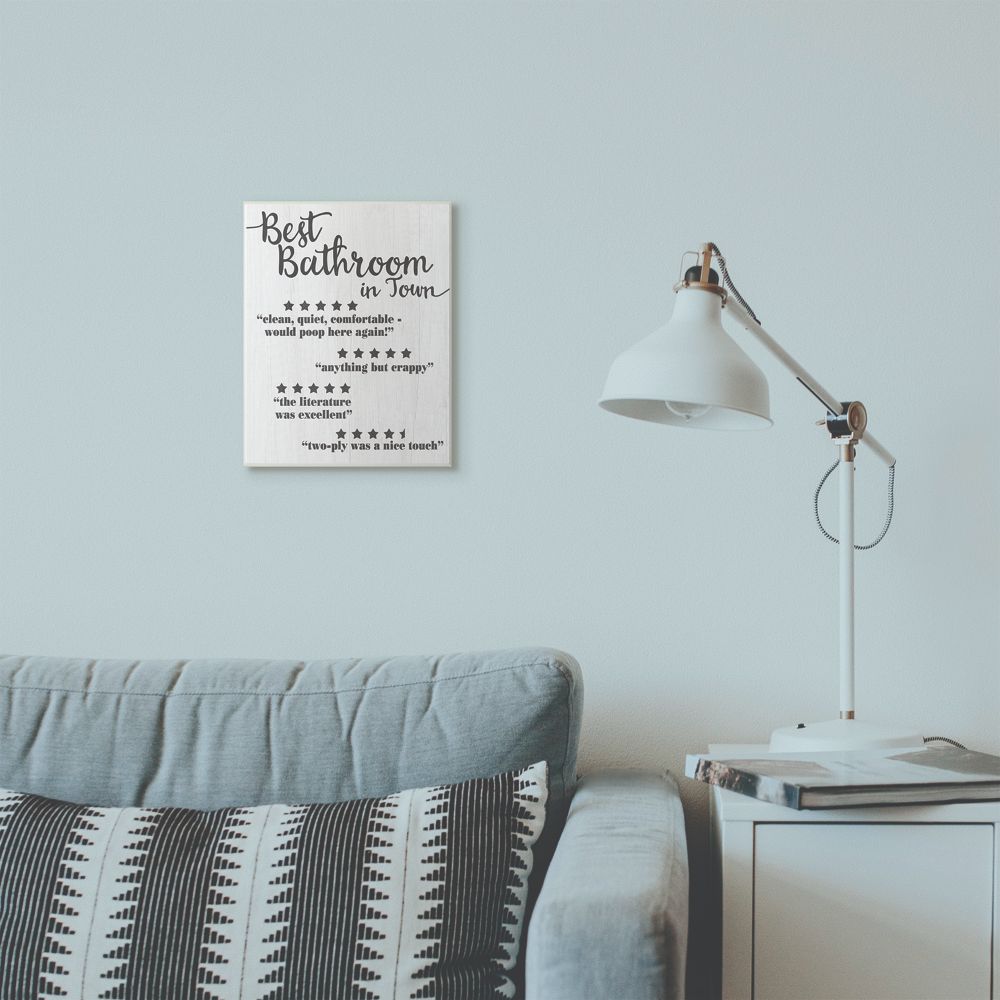 Stupell Industries Five Star Bathroom Funny Word Black And White Textured Design Wall Plaque Art by Daphne Polselli
