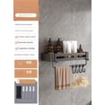 thumbnail image 1 of Estante de almacenamiento de 8 ganchos de doble capa para baño, inodoro sin perforaciones, montado en la pared de aleación de aluminio (negro), 1 of 4