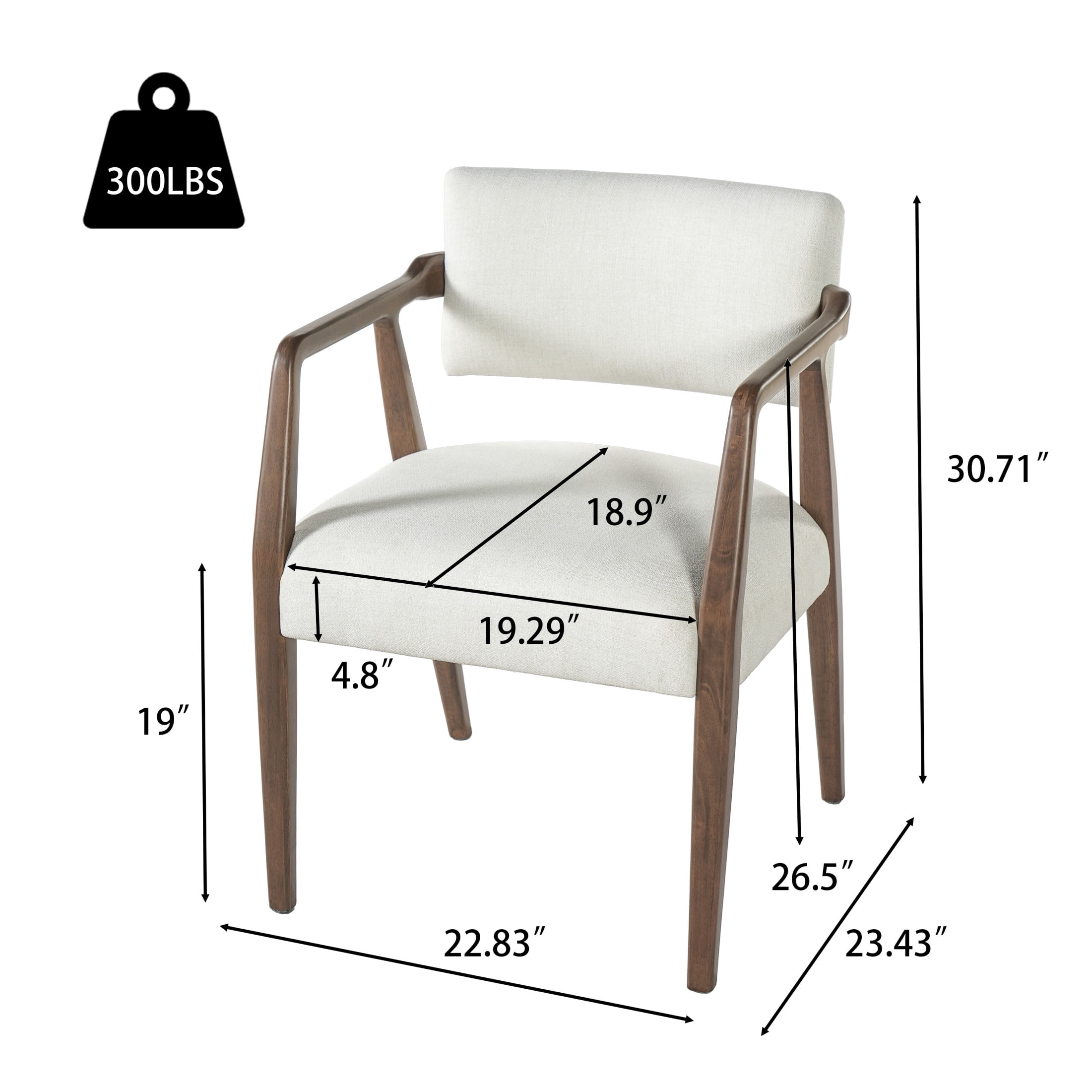 Christopher Knight Home Mid-Century Upholstered Dining Chairs, Wood Frame, Brown+Beige, Set of 4