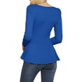 thumbnail image 3 of Unique Bargains Women's Long Sleeve Scoop Neck Peplum Top L Royal Blue, 3 of 7