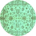 thumbnail image 1 of Ahgly Company Indoor Round Oriental Turquoise Blue Traditional Area Rugs, 7' Round, 1 of 4
