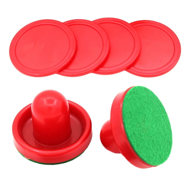 Empujadores y discos de hockey de aire Zulema Mangos de portería de juego familiar de fieltro verde de 96 mm rojo