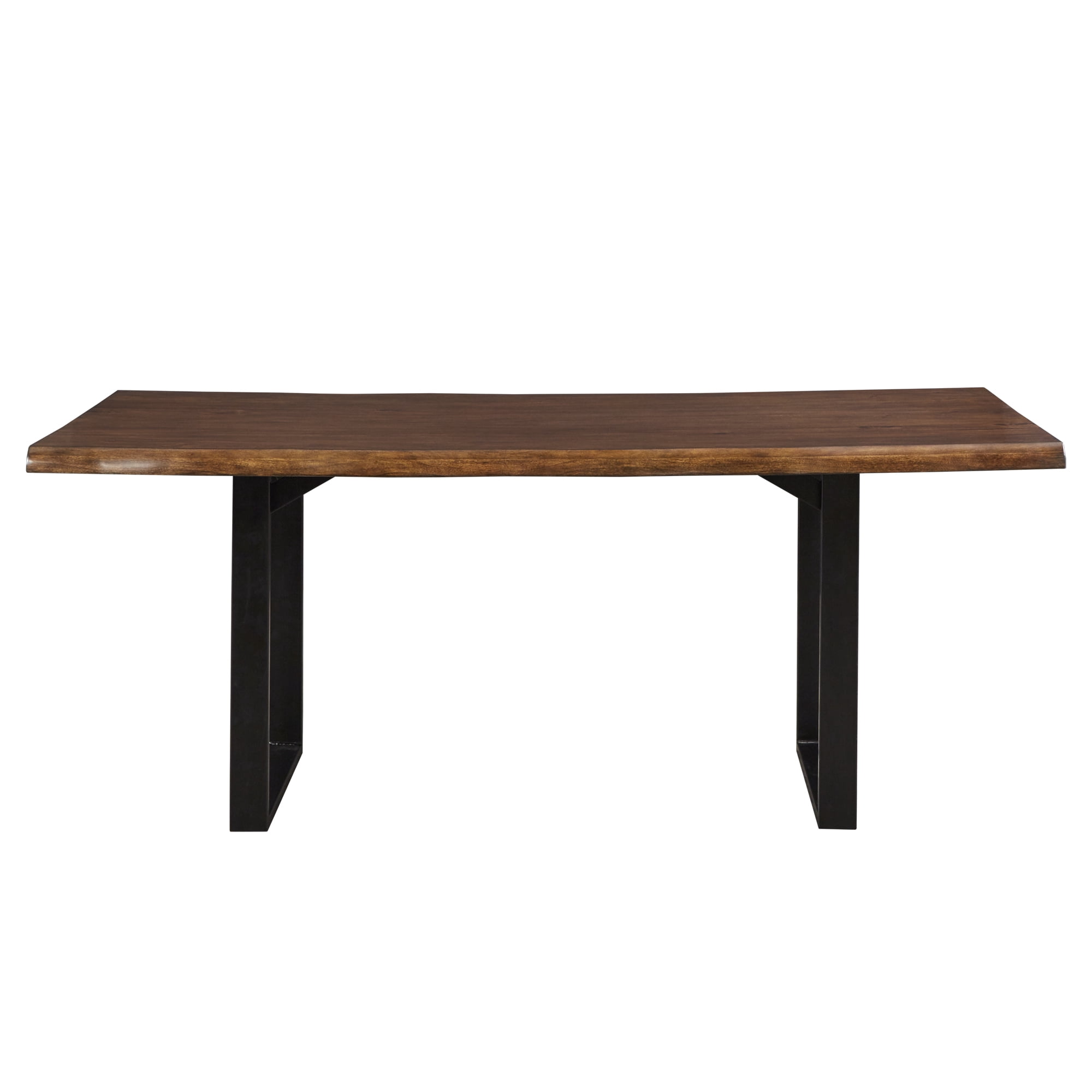 Weston Home 78-inch Rectangle Live Edge Dining Table with Metal Base - Natural Wood Aesthetic