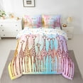 thumbnail image 2 of 7 Piece Cute Giraffe Bed in a Bag Queen Blue Pink Gradient Bedding Sets,Kawaii Decor Comforter Set with Sheets Lovely Animal Giraffe Print Bed Set Rustic Farmhouse Themed Sheet Set, 2 of 5