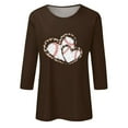 thumbnail image 5 of Gsakboxl Womens Tops Women's Baseball Mom Heart Graphic T-Shirt 3/4 Sleeve Casual Cute Tee Soft Breathable Top for Game Day and Daily Wear, 5 of 5