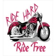 thumbnail image 3 of Motorcycle Duvet Cover Set, Ride Hard and Free Cool Calligraphy Vehicle Art Motifs, Decorative 3 Piece Bedding Set with 2 Pillow Shams, King Size, Charcoal Grey and Hot Pink, by Ambesonne, 3 of 3