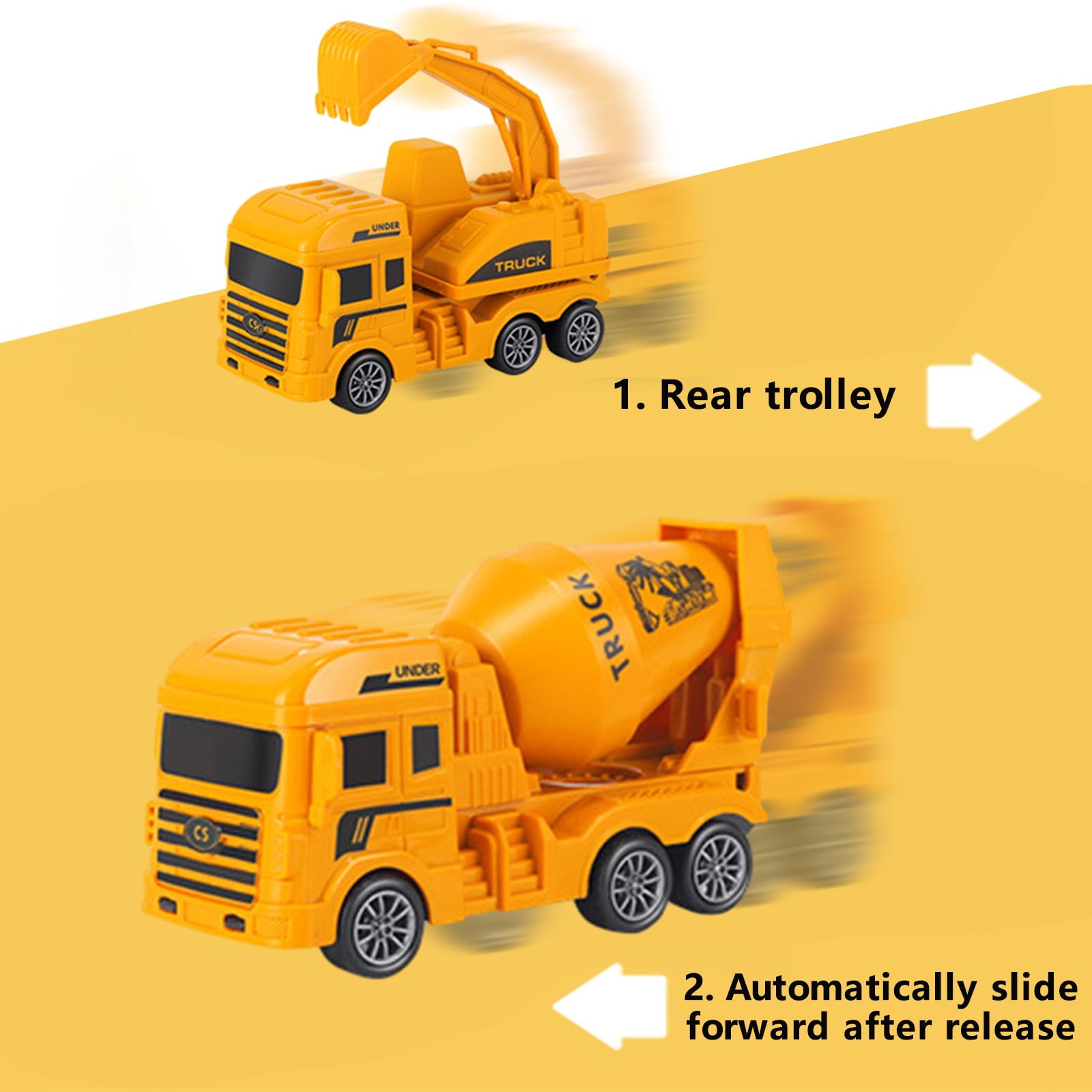 13 Piece Pull Back Construction Vehicles Set, Crane Excavator Dump Truck Cement Mixer with Accessories, Educational Engineering Toy