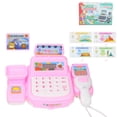 thumbnail image 1 of Juego de simulación de caja registradora, Mini caja registradora de supermercado para niños, juguetes para juegos de rol, color rosa, 1 of 9