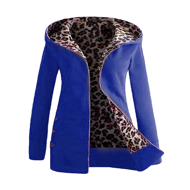 DPTALR Manteau Chaud en Faux pour Femmes Veste d'Hiver Léopard à Manches Longues Vêtement d'Extérieur