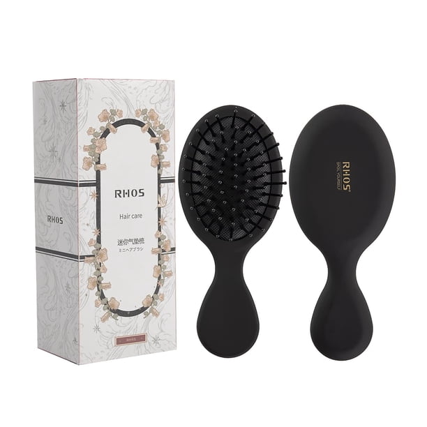 RHOS Mini cepillo de pelo para mujeres, hombres y niños, tamaño de viaje, cepillo de pelo para bolso, mochila, pequeño cepillo de paleta con cerdas suaves, mini cepillo desenredante para todo tipo de