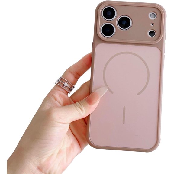 Double Color Skin Feel Camera Protect Magnetic Case for iPhone, Compatible with Wireless Charging (iPhone 16 Plus,Brown)