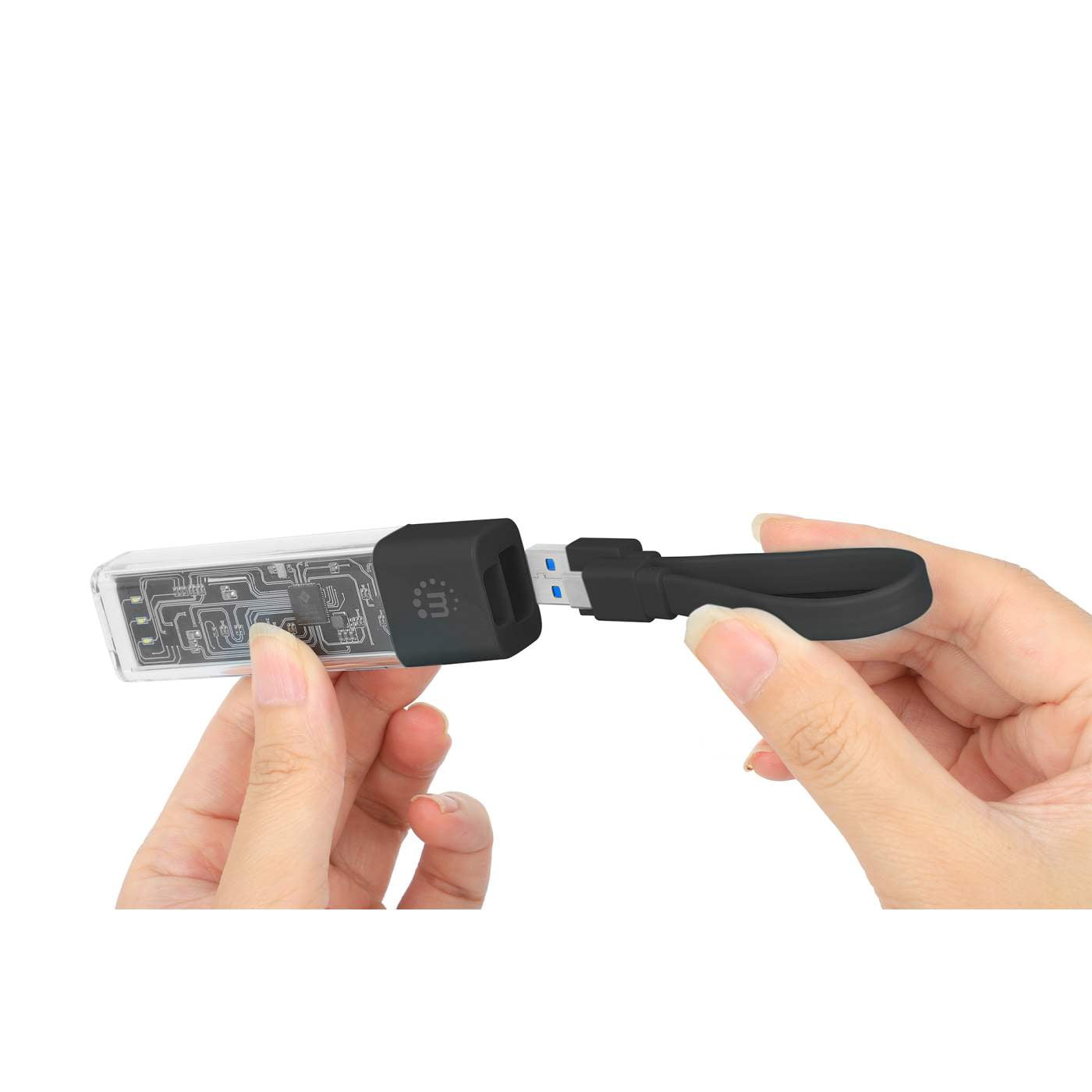 Manhattan Transparent 4-Port USB 3.0 Type-C / Type-A Combo Hub | Black
