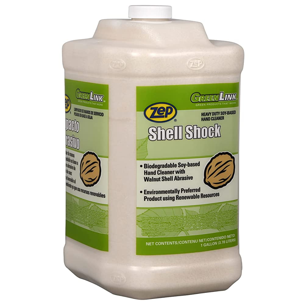 Zep Shell Shock Walnut-Based Pro Hand Cleaner and Zep D-4000 Hand Soap Dispenser - 1 Gal (Case of 4) - 318524 - Biodegradable Soy and Walnut-Based Formula