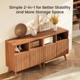 thumbnail image 5 of Concho 31.5'' Walnut Fluted Storage Cabinet, Modern Sideboard Buffet with Doors and Shelves, Accent Console Table with Solid Wood Legs for Living Room, Hallway, or Entryway, 5 of 8