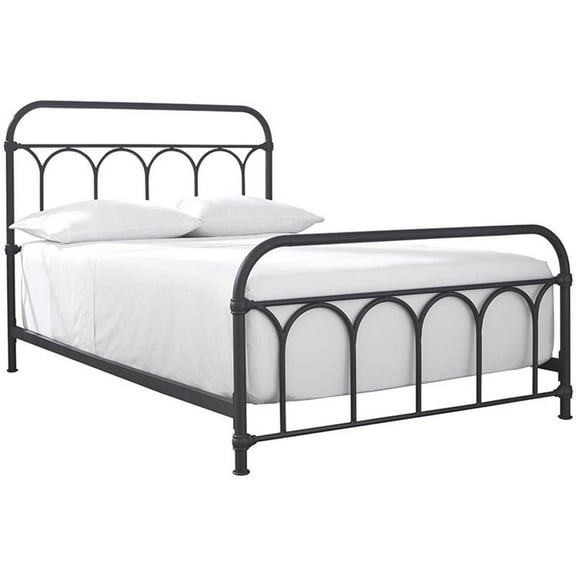 Bowery Hill Full Metal Spindle Bed in Matte Black