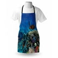 thumbnail image 3 of Fish Apron Exotic Fish and Turtle in Fresh Water on Stony Corals Bio Diversity Wild Life Photo, Unisex Kitchen Bib Apron with Adjustable Neck for Cooking Baking Gardening, Multicolor, by Ambesonne, 3 of 3