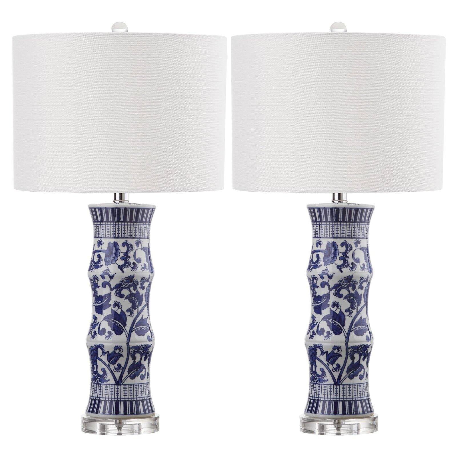 Safavieh Sandy 27.5 in. H Floral Table Lamp, Blue/White Set of 2