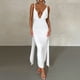thumbnail image 3 of Vestido Dividido De Damas Vestido ajustado de noche para mujer Vestido sin espalda sexy con escote en V profundo (Blanco L) Kuymtek para Mujer Blanco T S, 3 of 5