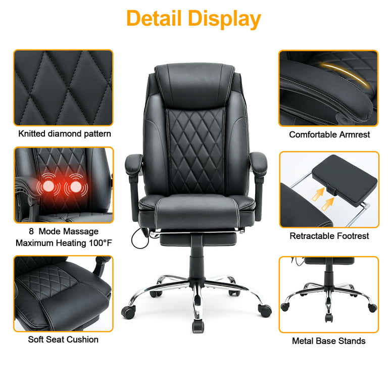 HOMREST Executive Office Chair, Diamond-Stitched PU Leather