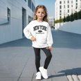 thumbnail image 5 of Glisme 2 Pcs Girls Outfit Letter Printed Crew Neck Long Sleeve Hoodie And Leggings Skin Friendly Clothing Set Size 7-8 Years White, 5 of 6