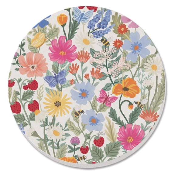 Thirstystone Wild Meadow Floral 4-Pack Round Absorbent Stone Coasters