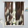thumbnail image 4 of Cowhide Window Curtains, Brown Cow Print Farm Animal Fur Skin Blackout Window Drapes Western Cowboy Farmhouse Window Treatments Living Room Bedroom Decor 2 Panels Set42x63 Inch, 4 of 6