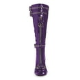 thumbnail image 4 of YDN Women's Round Toe Knee High Boots Strappy Buckle Chunky Mid Heel Zippers Long Booties Daily Club Dress Shoes Size 6.5 Purple, 4 of 4