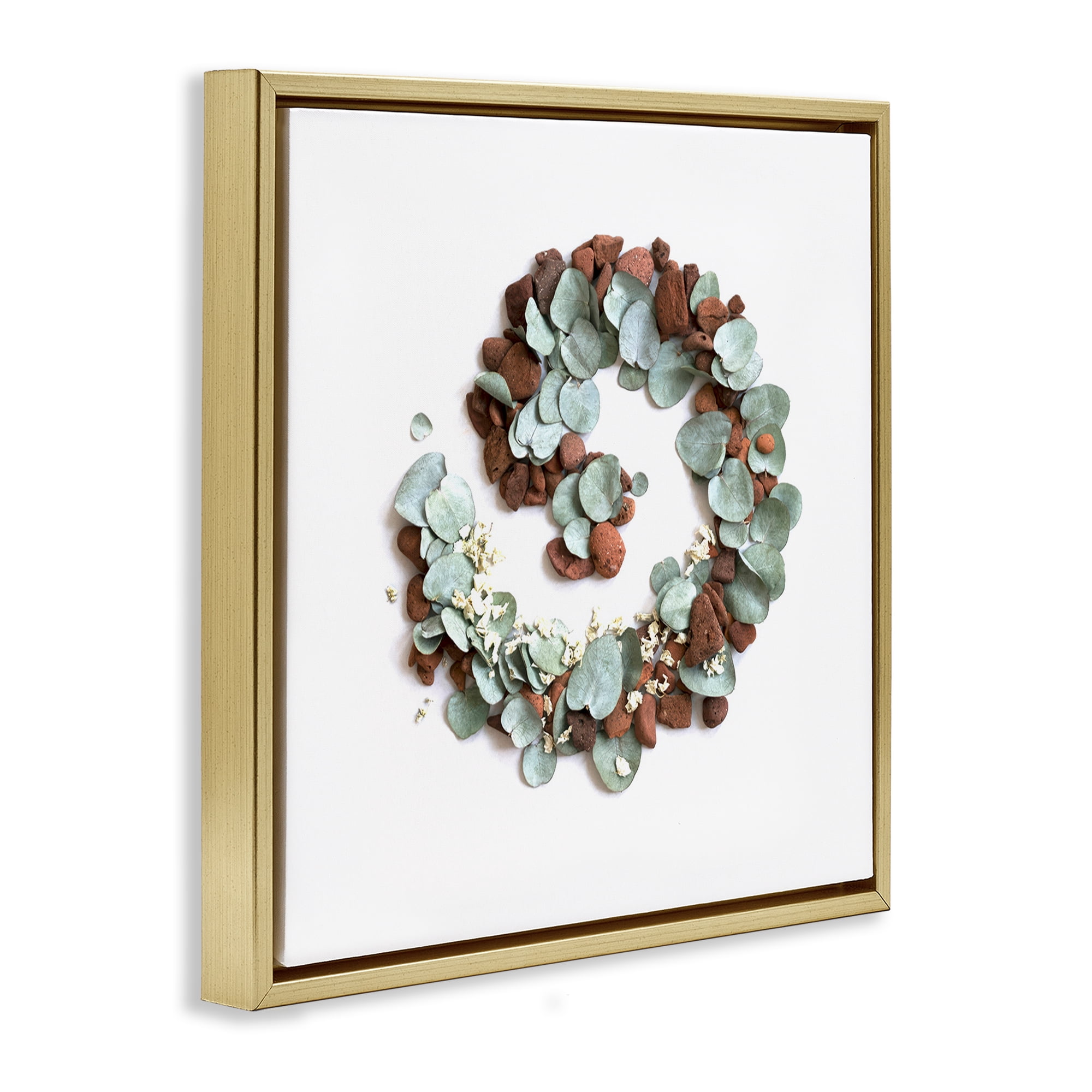 Stupell Industries Eucalyptus & Pebbles Spiral Gold Framed Floater Canvas Wall Art, design by Beth Adoette