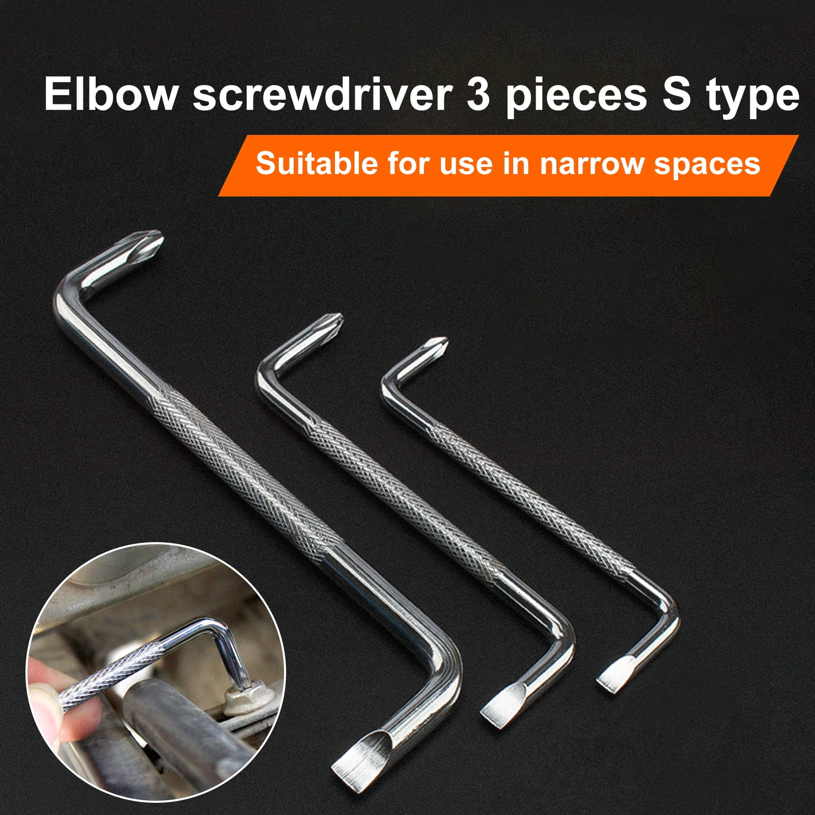 Enjoymall 3Pcs Dual use S shaped Screwdriver High Torque Comfortable Grip Compact 90 Degree Bending Screwdriver for Repair