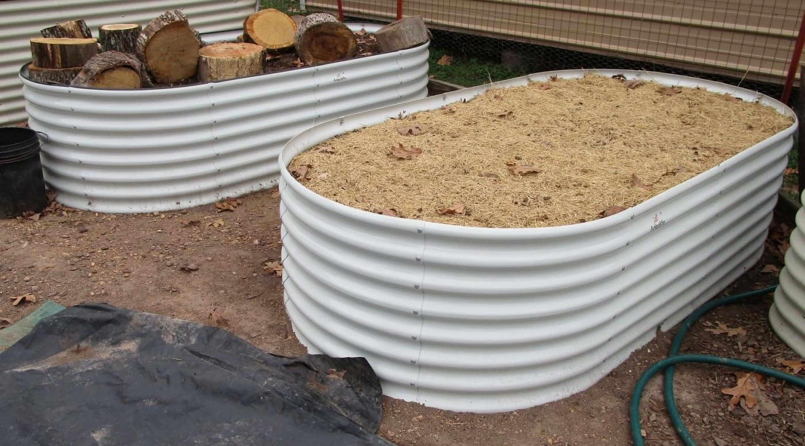 ANLEOLIFE 8 PACK8x4x2 ft Galvanized Raised Garden Bed Kit, Oval Metal Deep Root Planters Large Bottomless, 478 Gallon Capacity, Antique White