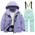 thumbnail image 2 of Coerni 2-Piece Boys Girls Ski Suits Outdoor Thick Windproof Snowsuit for Toddler Kids Fleece Lined Jacket Coat & Pants, 2 of 9