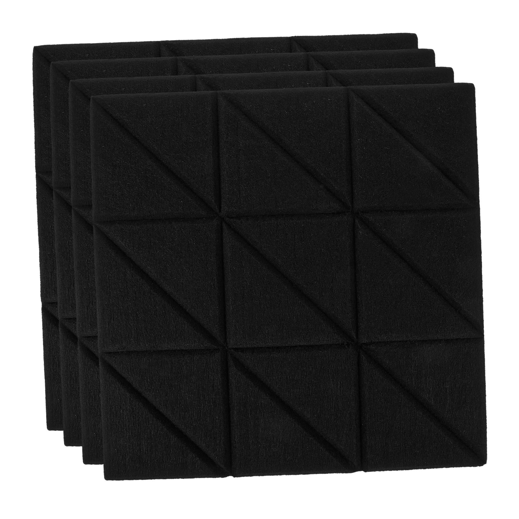 PBPBOX 4Pcs Black Acoustic Sound Proof Panels for Home Studio High Density Fire Resistant Sound Dampening Foam