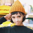 thumbnail image 2 of Gorro de lana de otoño e invierno japonés y coreano, gorro rizado, gorro de invierno, gorro cálido de punto con rayas y puntiagudo, 2 of 6