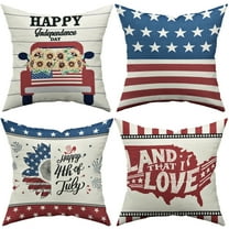 Fdyrgv 4 Pack 18x18 American Flag Patriotic Throw Pillow Covers - Independence Day & Memorial Day Decor (White Background)