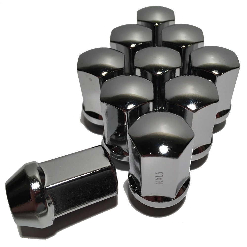 10 Chrome Camaro 14x1.5 OEM Solid Style Lug Nuts 22mm Hex CTSV 7/8