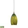 thumbnail image 1 of Earth 1 Light LED Pendant In Satin Nickel And Grass Green Glass, 1 of 2
