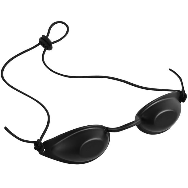 Juego de 2 gafas de seguridad con parche para los ojos, protección ocular contra luz roja y azul para pacientes con terapia de luz LED infrarroja, UV e IPL (estuche rígido y parche, color negro)