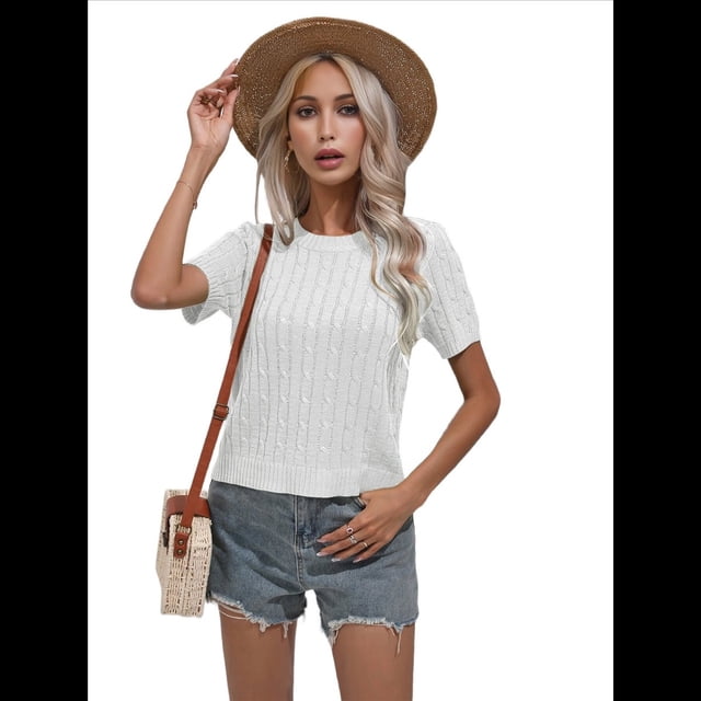 Suéter de Cuello Redondo de Color Sólido Talla S