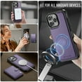 thumbnail image 4 of Dteck for iPhone 13 Wallet Case Magnetic Card Holder, RFID Blocking 2 in 1 Detachable Kickstand Shockproof Cover for Women Men Compatible with Magsafe Accessory, Purple, 4 of 10