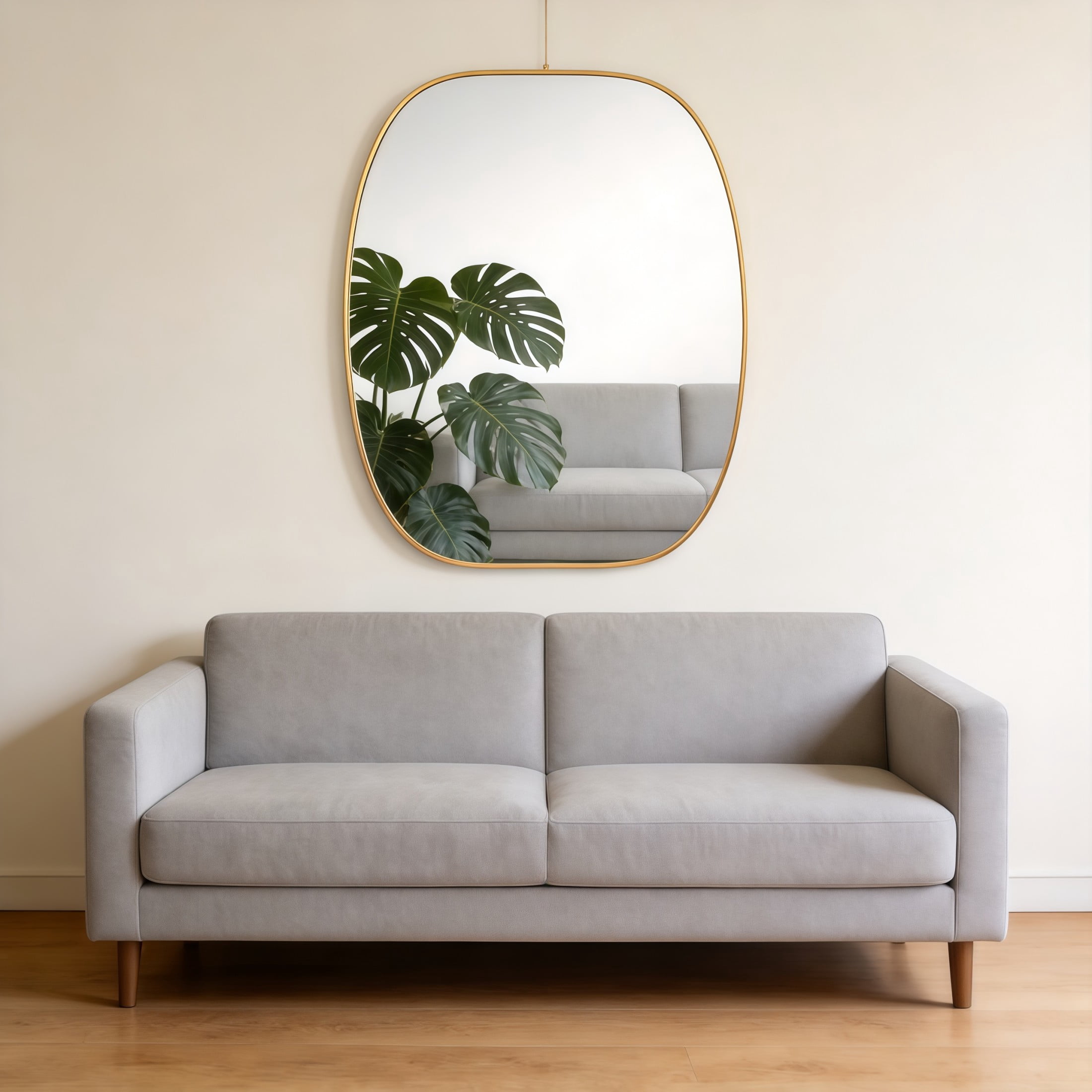 Noble House 30"x40" Unique Metal Framed Oval Wall Mirror, Modern Oblong Vanity Mirror for Bathroom & Entryway, Gold