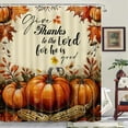 thumbnail image 3 of Fall Shower Curtain, Autumn Pumpkin Shower Curtain Set , Harvest Farmhouse Thanksgiving Maple leaves Halloween Fabric Shower Curtains for Bathroom with Hooks, 3 of 6
