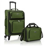 U.S. Traveler Rio Rugged Fabric Expandable Carry-on Luggage Set, Green, 4 Wheel