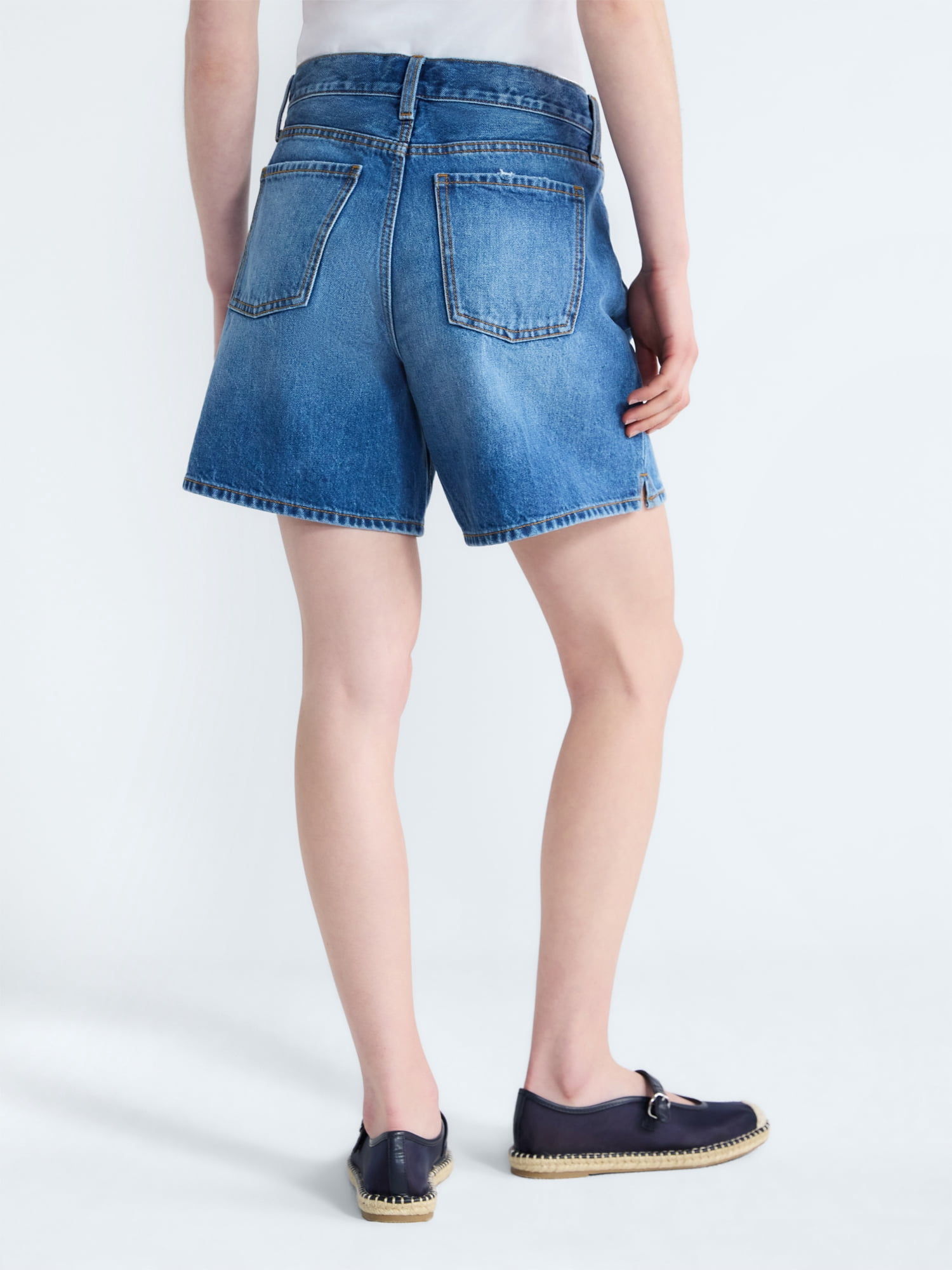 Free Assembly Women's Denim Shorts with Twill Tie, 6" Inseam, Sizes 0-18
