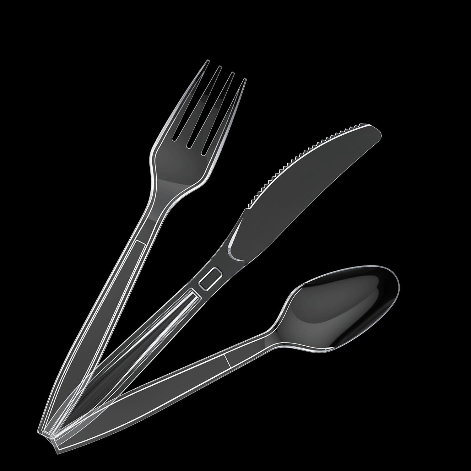 Bakken Disposable Cutlery Set 360 Pieces Forks, Heavy Duty Plastic Silverware, BPA-Free Food-Grade Materials, Heat-Resistant, Reusable Utensils for Parties, Catering, BBQs, and Everyday Use, Clear